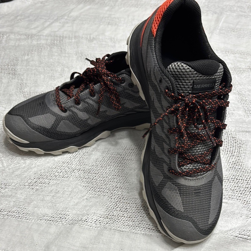 Merrell Gray and Red Athletic‎ Trail Shoes with Rugged Design